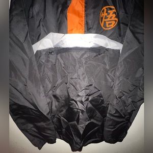 Dragonball Z Windbreaker Hoodie Jacket Quarter Zip Black Orange White Size Large